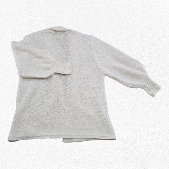 Vintage 90s Sideffects White Ivory Textured Knit Open Front Cardigan Size 2XL - Picture 8 of 8